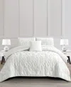 Rachel Roy Jacquard Puckered Botanical 4-pc. Comforter Set, Full/queen In White