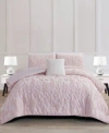 Rachel Roy Jacquard Puckered Botanical Comforter Sets In White