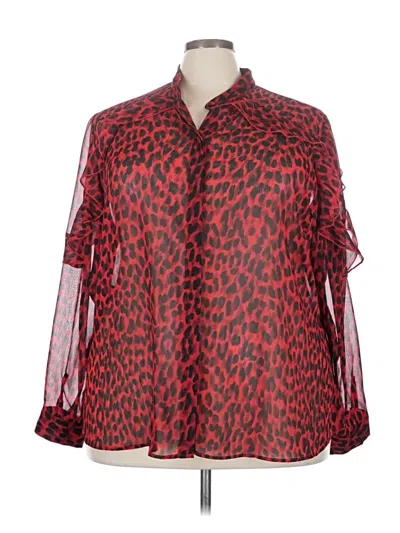 Pre-owned Rachel Roy Long Sleeve Blouse In Red