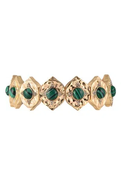 Rachel Roy Malachite Stretch Bracelet In Gold