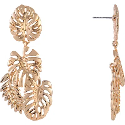 Rachel Roy Monstera Leaf Drop Earrings In Gold