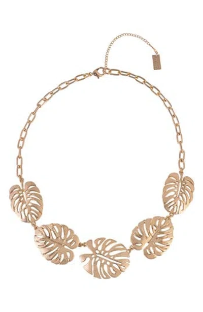 Rachel Roy Monstera Leaf Necklace In Gold