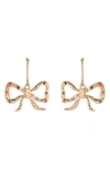 Rachel Roy Multicolor Stone Bow Drop Earrings In Gold
