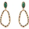 Rachel Roy Open Ring Drop Earrings In Green