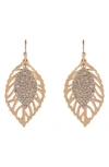 Rachel Roy Pavé Open Leaf Drop Earrings In Gold