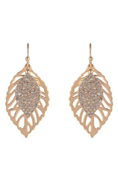 Rachel Roy Pavé Open Leaf Drop Earrings In Gold