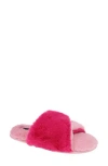 Rachel Roy Plush Twist Faux Fur Slide Slipper In Pink