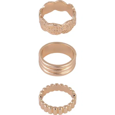 Rachel Roy Set Of 3 Assorted Band Rings In Gold