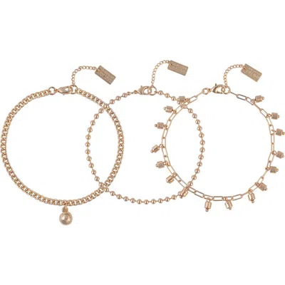 Rachel Roy Set Of 3 Assorted Chain Bracelets In Gold