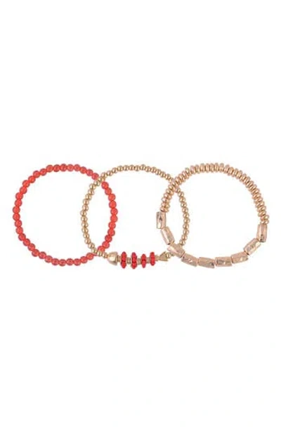 Rachel Roy Set Of 3 Beaded Stretch Bracelet In Gold