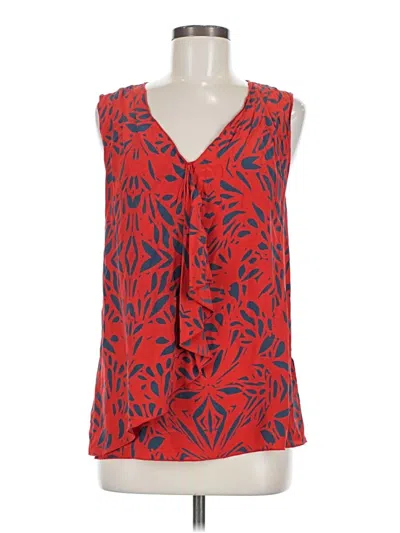 Pre-owned Rachel Roy Sleeveless Silk Top Red Plunge Neckline Tops
