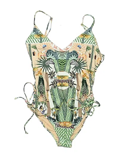 Pre-owned Rachel Roy Swimsuit Top Green Print Pattern Swimwear