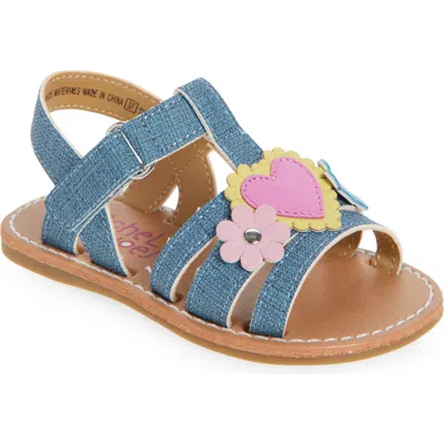 Rachel Shoes Kids' Flower Heart Sandal In Denim/multi