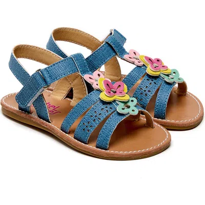 Rachel Shoes Kids' Flower Sandal In Denim/ Multi