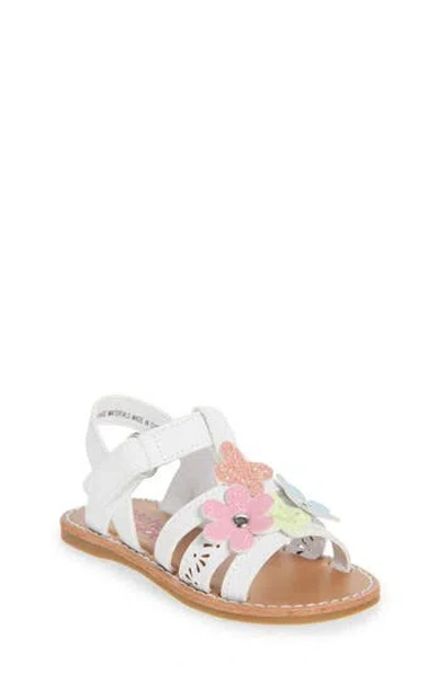 Rachel Shoes Kids' Glitter Flower Sandal In White/multi