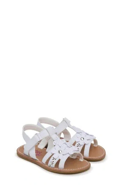 Rachel Shoes Kids' Glitter Flower Sandal In White/white