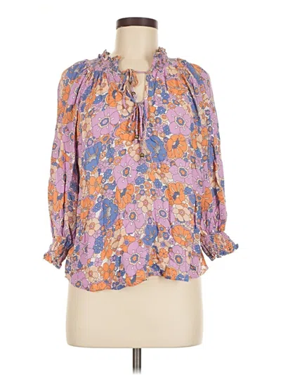 Pre-owned Rachel Zoe 3/4 Sleeve Blouse In Purple