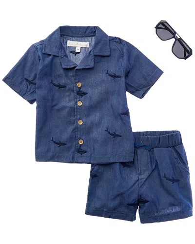 Rachel Zoe Kids' 3pc Bodysuit & Short Set In Blue