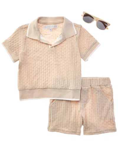 Rachel Zoe Kids' 3pc Knit Top & Short Set In Gold