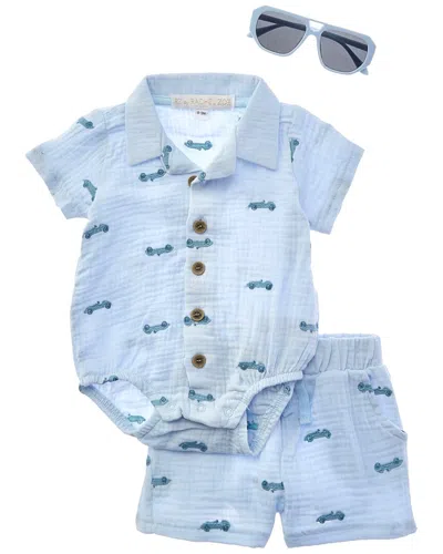 Rachel Zoe Babies' 3pc Romper & Short Set In Blue