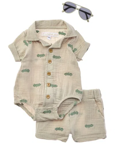 Rachel Zoe Kids' 3pc Romper & Short Set In Neutral