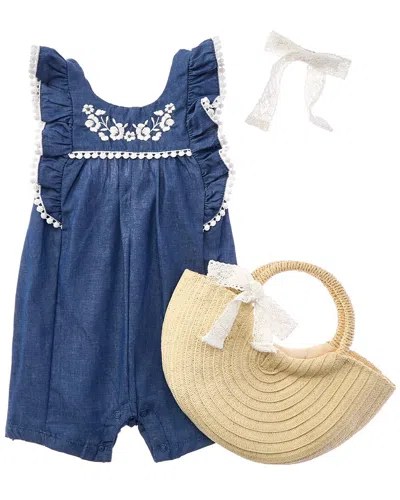 Rachel Zoe Kids' 3pc Romper Set In Blue