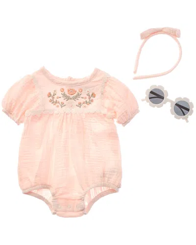 Rachel Zoe Kids' 3pc Romper Set In Pink