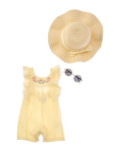 Rachel Zoe Kids' 3pc Romper Set In Gold