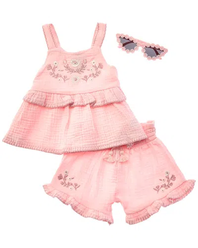 Rachel Zoe Kids' 3pc Top & Short Set In Pink