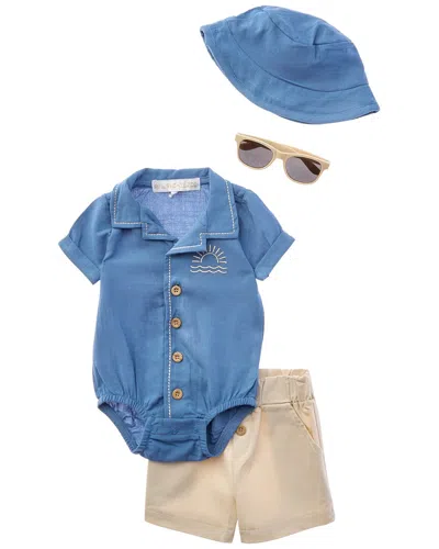 Rachel Zoe Kids' 4pc Romper & Short Set In Blue