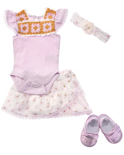 Rachel Zoe Kids' 4pc Romper & Skirt Set In Purple