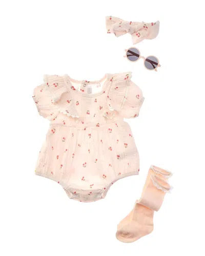 Rachel Zoe Babies' 4pc Romper Set In Pink