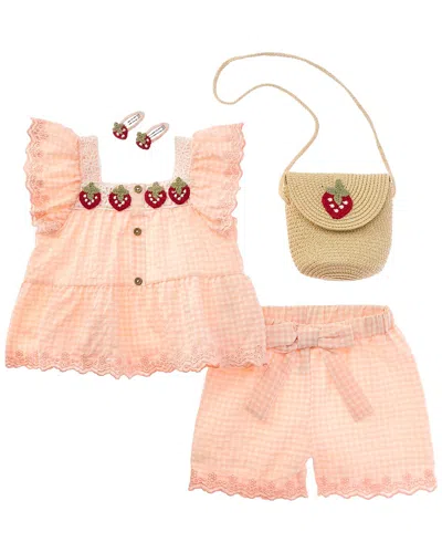 Rachel Zoe Kids' 4pc Shirt & Short Set In Pink