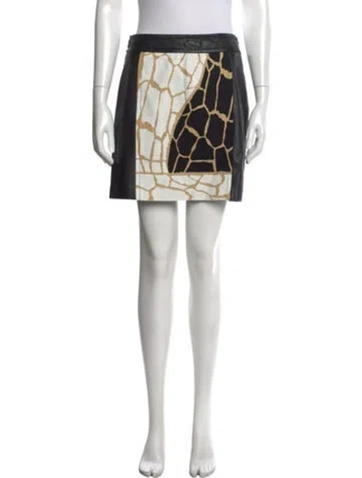 Pre-owned Rachel Zoe Animal Print Mini Skirt In Black