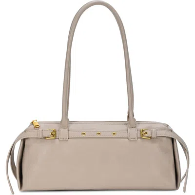 Rachel Zoe Belt Front Faux Leather Baguette Shoulder Bag In Beige