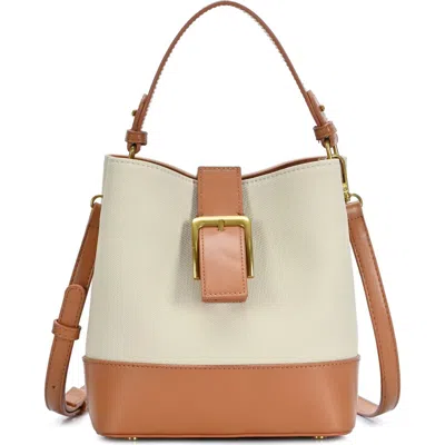 Rachel Zoe Canvas Buckle Bucket Bag In Bone