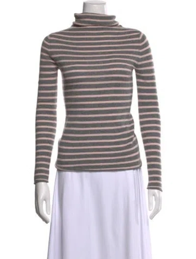 Pre-owned Rachel Zoe Cashmere Striped Sweater In Gray