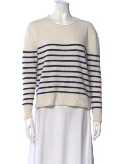Pre-owned Rachel Zoe Cashmere Striped Sweater In White