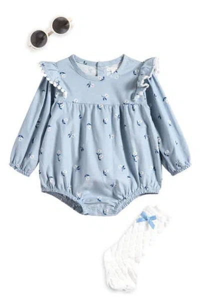 Rachel Zoe Babies'  Corduroy Romper, Socks & Sunglasses Set In Blue