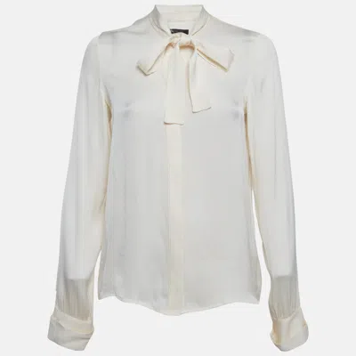 Rachel Zoe Cream Silk Blend Tie Collar Blouse S In White