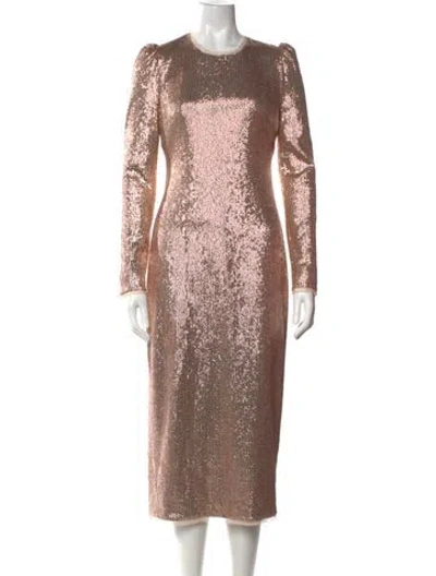 Pre-owned Rachel Zoe Crew Neck Midi Length Dress In Gold