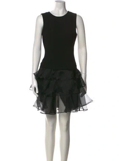 Pre-owned Rachel Zoe Crew Neck Mini Dress In Black