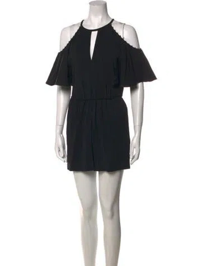 Pre-owned Rachel Zoe Crew Neck Romper In Black