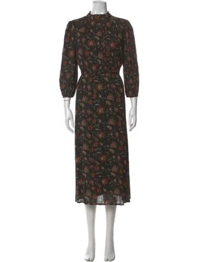 Pre-owned Rachel Zoe Floral Print Long Dress In Brown