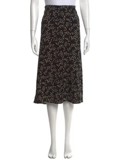 Pre-owned Rachel Zoe Floral Print Midi Length Skirt In Black