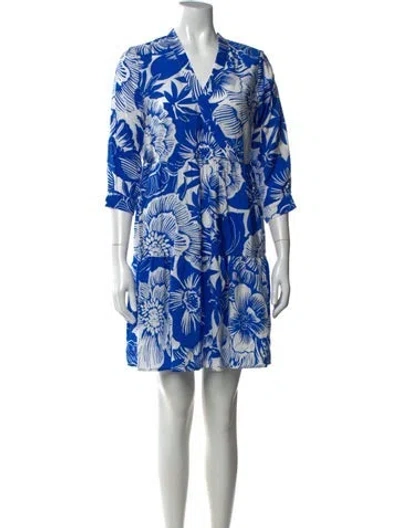 Pre-owned Rachel Zoe Floral Print Mini Dress In Blue