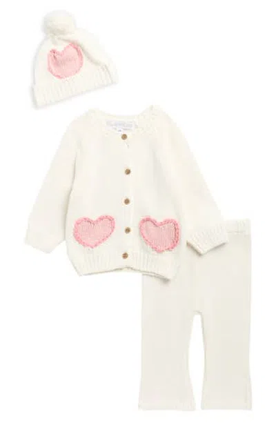 Rachel Zoe Babies'  Girls 3pc Sweater/hat Sets In Open White