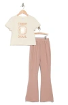 Rachel Zoe Kids' 2-piece Graphic Tee & Flare Pants Set In Washed Rust