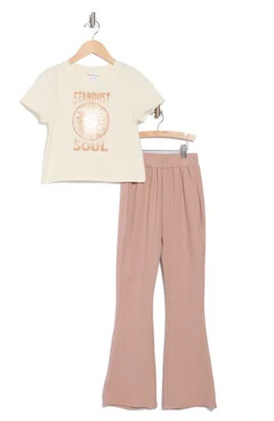 Rachel Zoe Kids' 2-piece Graphic Tee & Flare Pants Set In Washed Rust