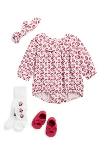 Rachel Zoe Babies'  Kids' 4-piece Bubble Bodysuit, Tights, Headband & Shoes Set In Red